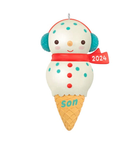 Son Snowman Ice Cream Cone 2024 Ornament