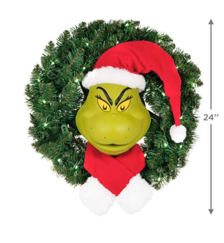 Dr. Seuss's How the Grinch Stole Christmas!™ The Grinch Wreath With Light, Sound and Motion, 24”