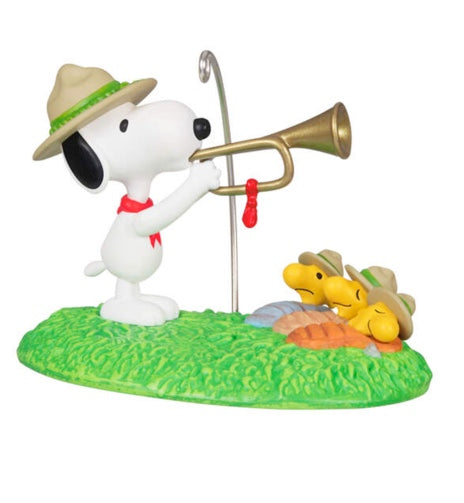 The Peanuts® Gang Beagle Scouts 50th Anniversary Rise and Shine! Ornament and Pin, Set of 2