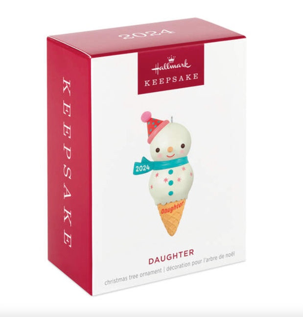 Daughter Snowman Ice Cream Cone 2024 Ornament