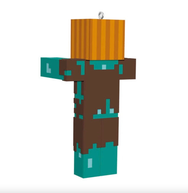 Minecraft Drowned With Carved Pumpkin Ornament