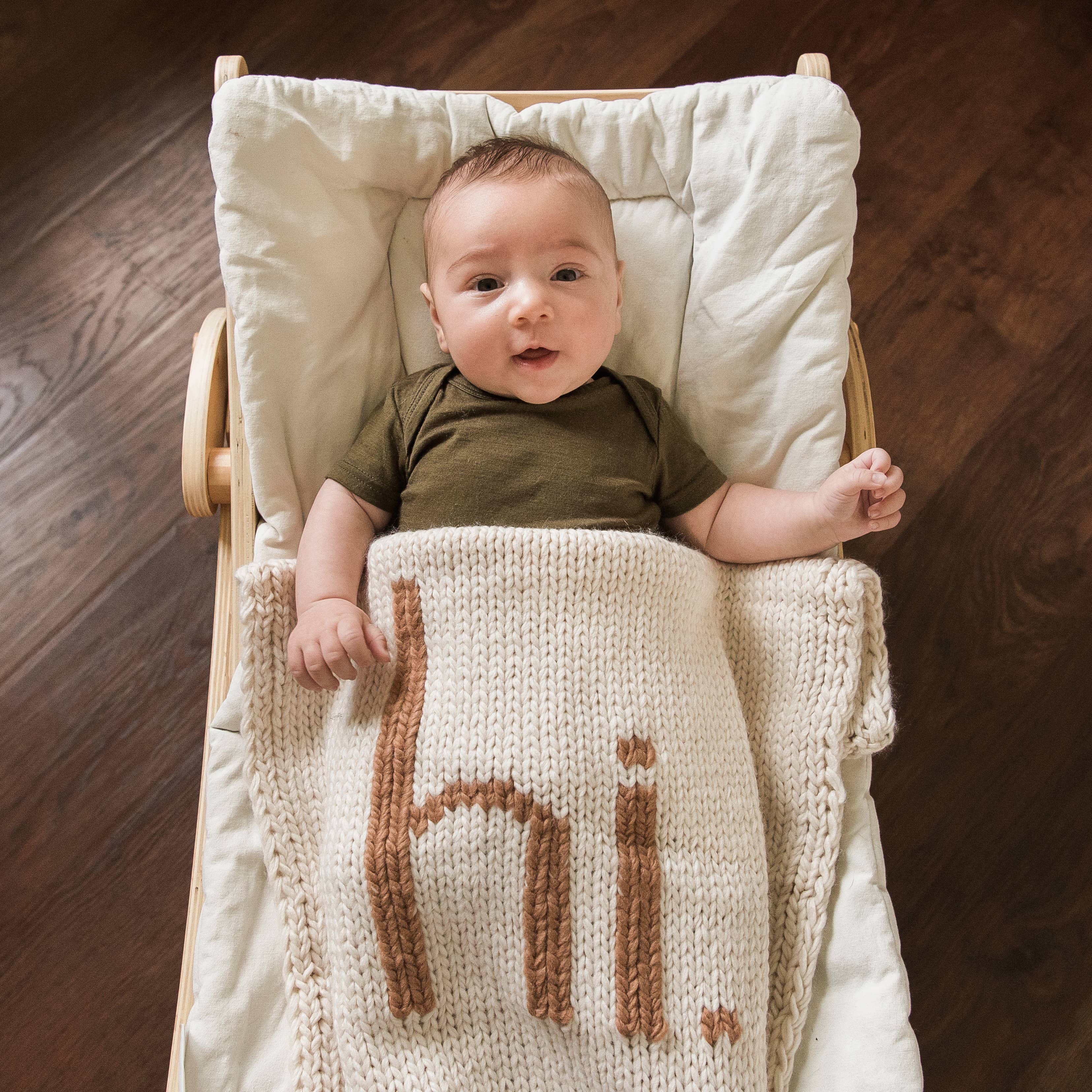 Hi. Hand Knit Baby Blanket Pecan: Pecan