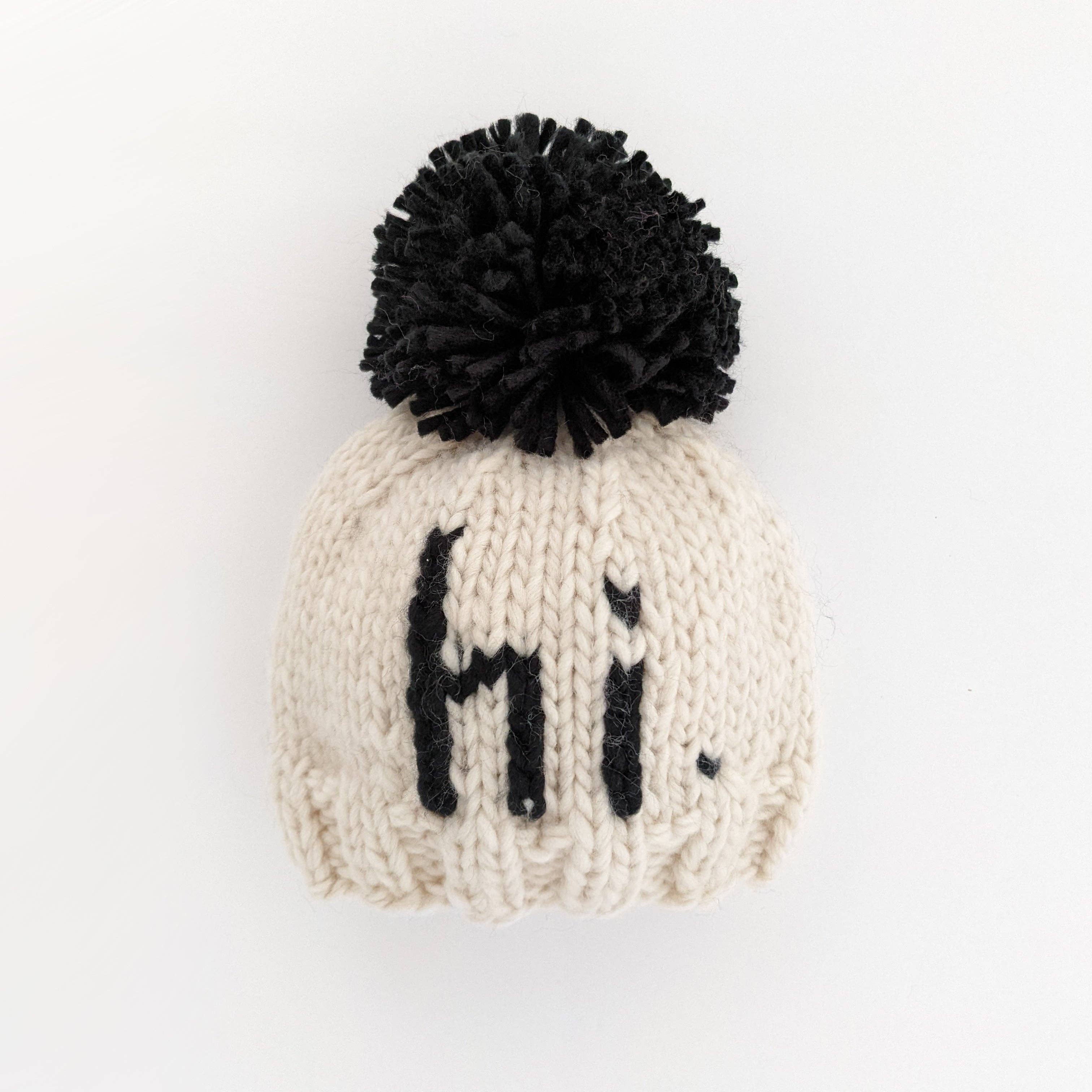 Hi. Black Hand Knit Beanie Hat Baby & Kids: M (6-24 months)