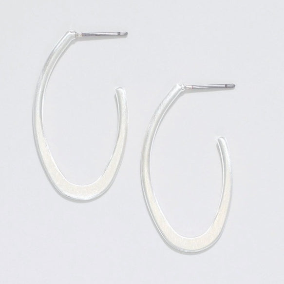 Matte Silver Hoop Earrings