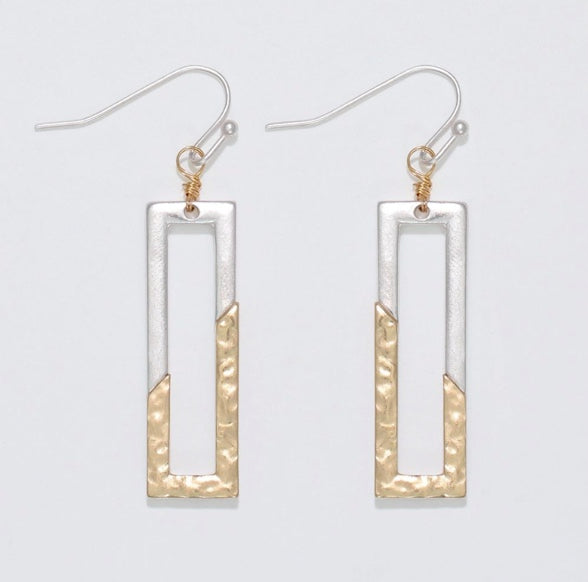 Two Tone Rectangle Earrings