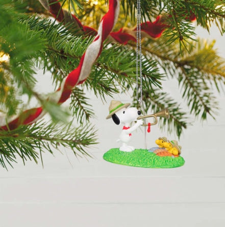 The Peanuts® Gang Beagle Scouts 50th Anniversary Rise and Shine! Ornament and Pin, Set of 2