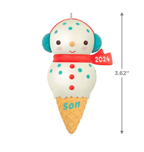 Son Snowman Ice Cream Cone 2024 Ornament