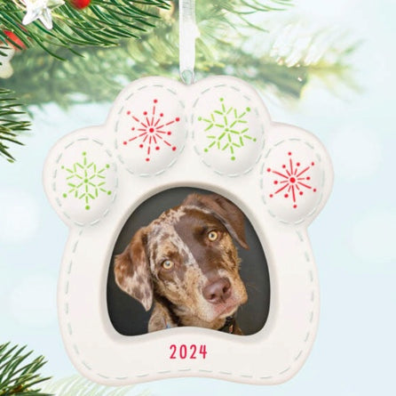 Happy Dog 2024 Porcelain Photo Frame Ornament