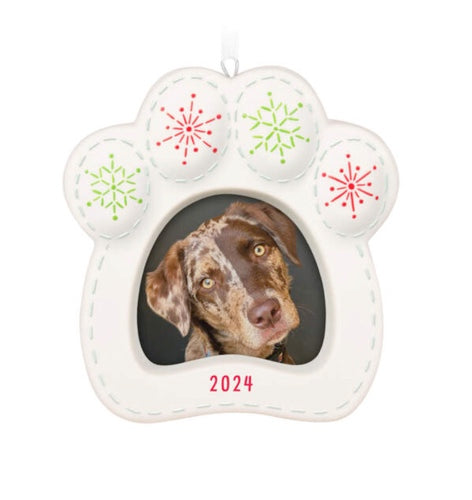 Happy Dog 2024 Porcelain Photo Frame Ornament