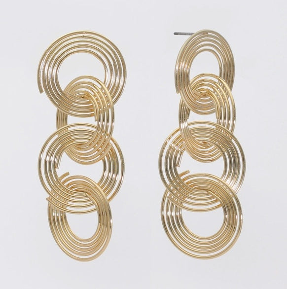 Gold Spiral Dangle Earrings