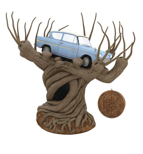 Harry Potter and the Chamber of Secrets™ Collection Flying Ford Anglia in the Whomping Willow™ Tree Topper With Light and Sound