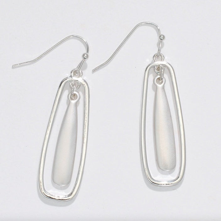 Matte Silver Drop Earrings