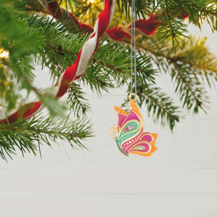 Mini Petite Paisley Butterfly Metal Ornament, 1.3”