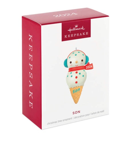 Son Snowman Ice Cream Cone 2024 Ornament