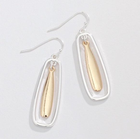 Two Tone Drop Earrings