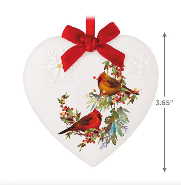 Christmas Cardinals Porcelain Ornament