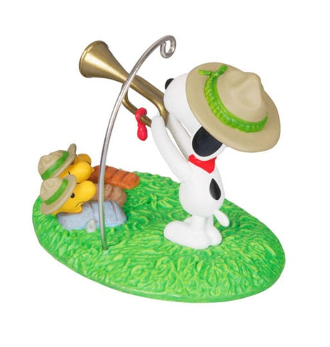 The Peanuts® Gang Beagle Scouts 50th Anniversary Rise and Shine! Ornament and Pin, Set of 2