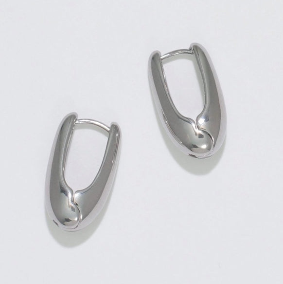 Polished Silver Huggie Earrings