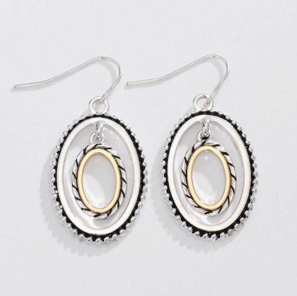 Two Tone Oval Earrings