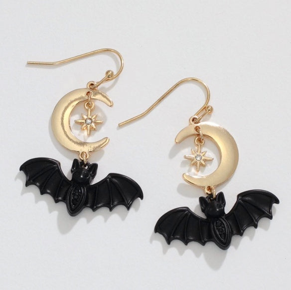 Bat & Moon Earrings