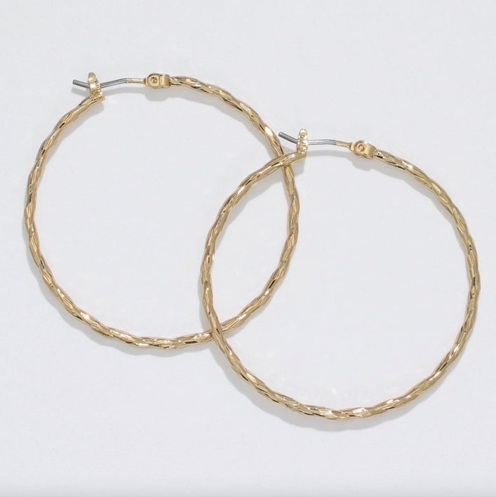 Twisted Gold Hoop Earrings