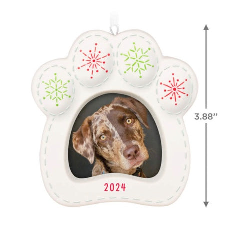 Happy Dog 2024 Porcelain Photo Frame Ornament