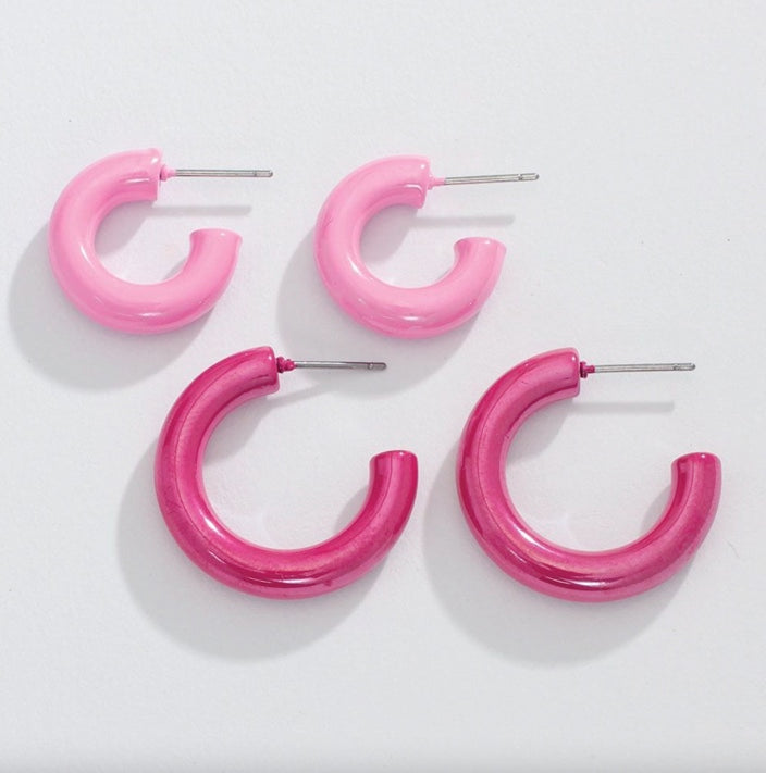 Pink Duo Hoop Earrings