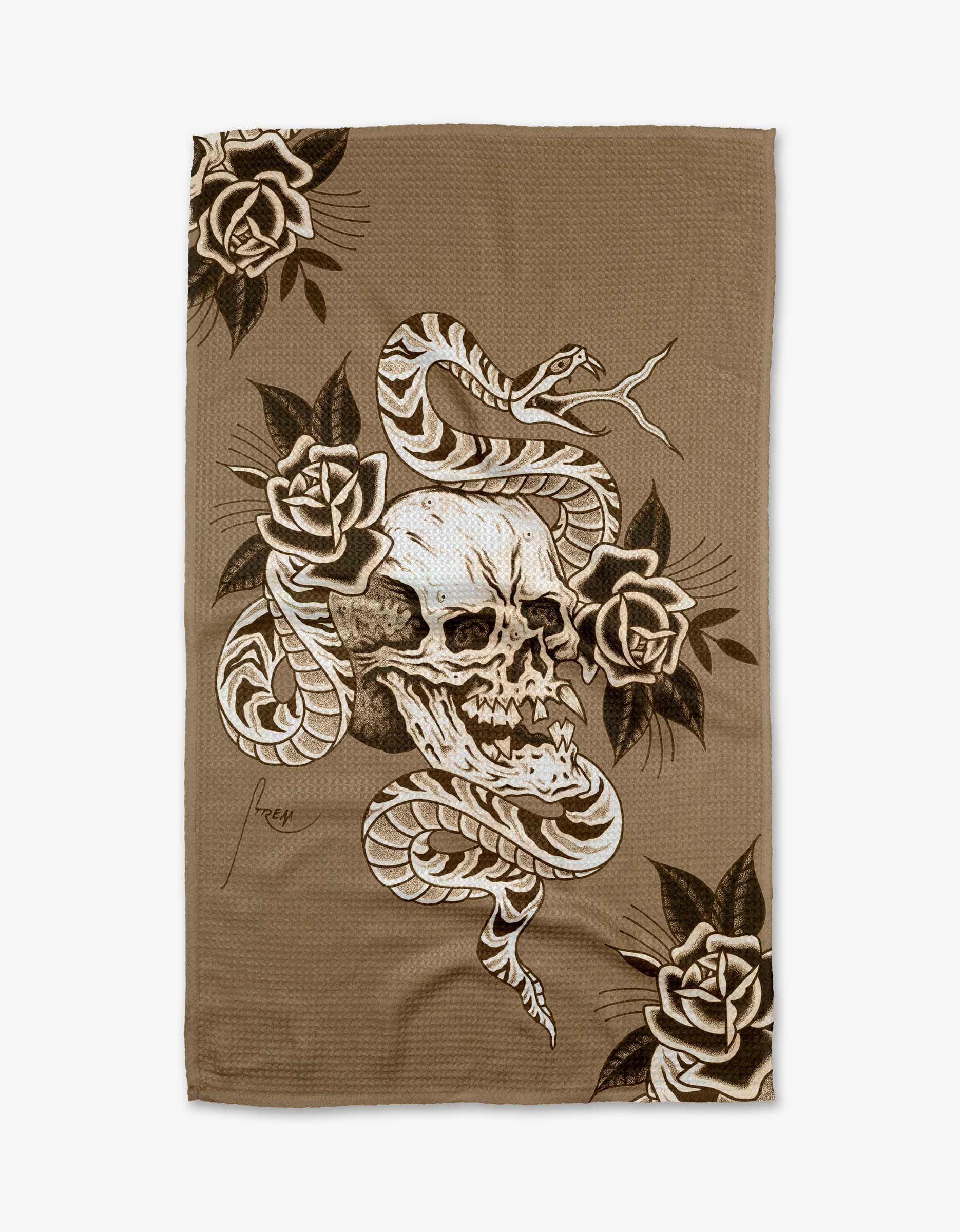 Skull and Snake Tea Towel