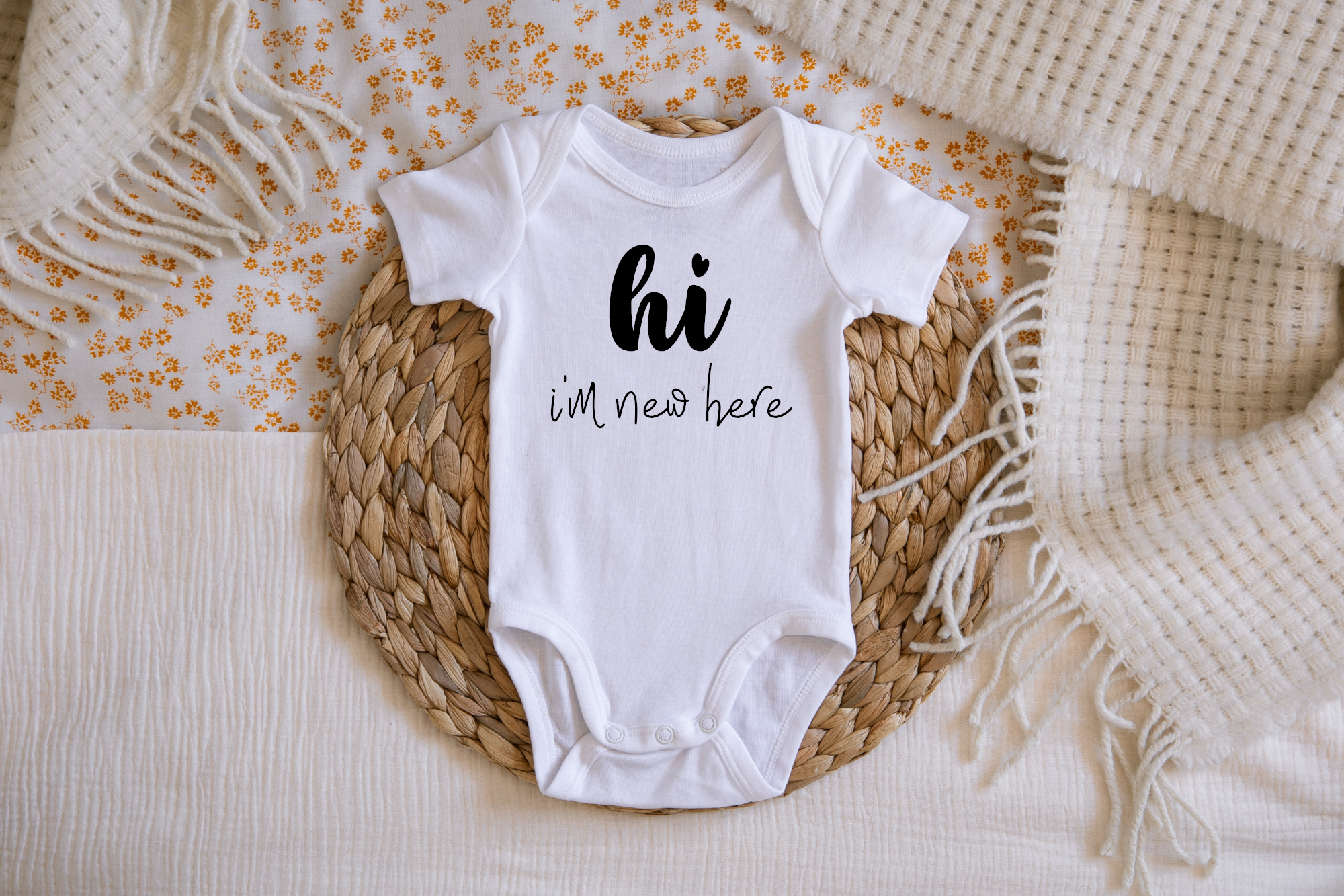 Hi I'm New Here  Baby Announcement Onesie