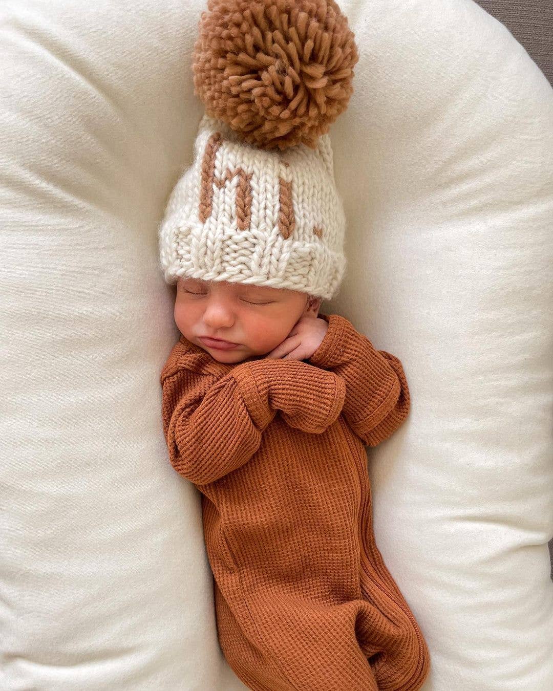 Hi. Pecan Hand Knit Beanie Hat Baby & Kids: M (6-24 months)